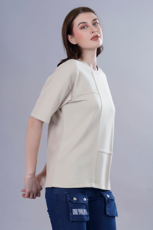 SUBTLE BEIGE OVERSIZED TSHIRT - Fever Hunt