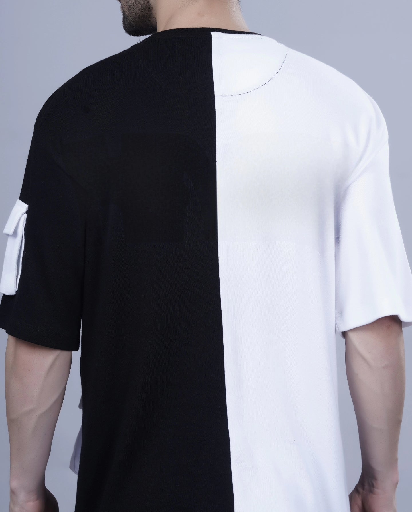 COLORBLOCKED UTILITY POCKET OVERSIZED TSHIRT